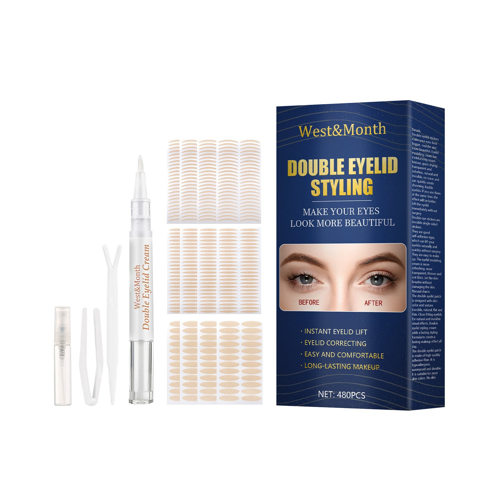 West&Month Double Eyelid Tape - Invisible, No-Glue, Natural Mesh ...