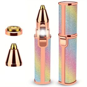 2-in-1 Eyebrow Razor for Women - Painless and Precision Facial Hair Removal with USB Rechargeable Trimmer and Built-in LED Light - Perfect for Nose,