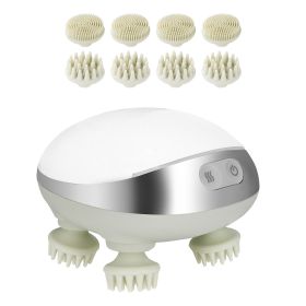 Electric Scalp Massager with Heat, Rechargeable Heated Head Massager, IPX7 Waterproof | Portable Kneading Scalp Scratcher with 8 Removable Massage He