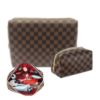 Checkered Makeup Bag; 2Pcs Travel Cosmetic Bags; Portable Toiletry Organizer for Women; Lightweight and Waterproof Leather Toiletries Bag for Girl Fr