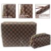 Checkered Makeup Bag; 2Pcs Travel Cosmetic Bags; Portable Toiletry Organizer for Women; Lightweight and Waterproof Leather Toiletries Bag for Girl Fr