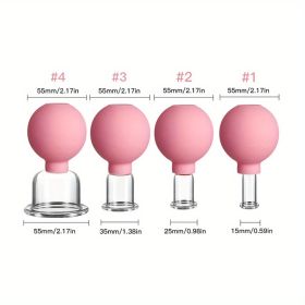 Vacuum Cupping Glass Jar Cellulite Massager For Face Acupuncture Hijama Suction Cup Reduce Puffiness Health Care Face Sucker (Color: PINK)